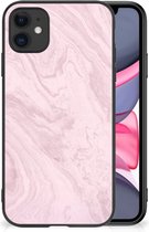 Leuk Hoesje Geschikt voor iPhone 11 Smartphone Hoesje met Zwarte rand Marble Pink