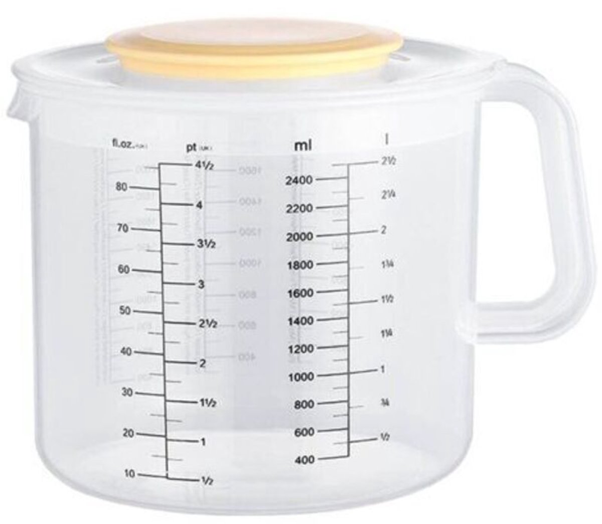 2,5 liter maatbeker geschikt voor kokengeschikt voor deksel, transparante plastic mengbeker