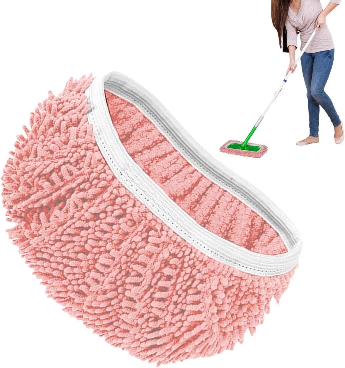 Vervangende Mop Pads - Wasbare Doeken - Vloeren Reinigen - Chenille Microvezel - 25x11 cm - Roze