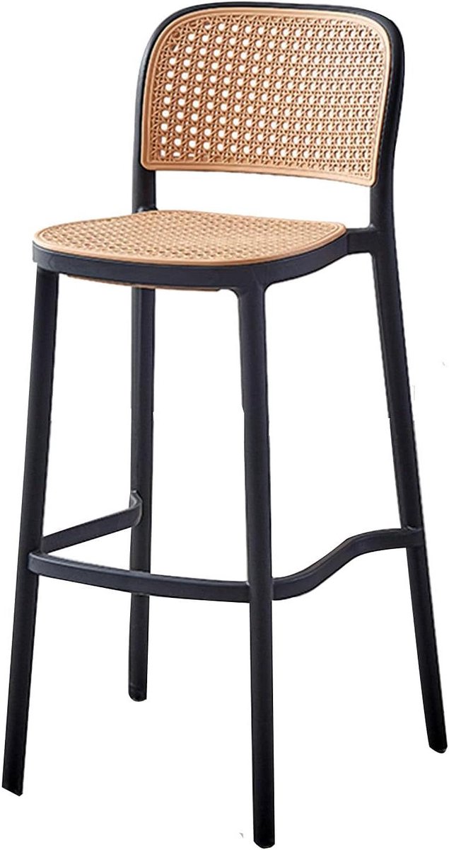 Plastic Barkruk - Hoge Stoel - Keuken Bar Gebruik - Ergonomisch Ontwerp - 65cm - Zwart