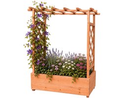 Plantenbak met klimrek - 114x100x44 cm - hout - oranje