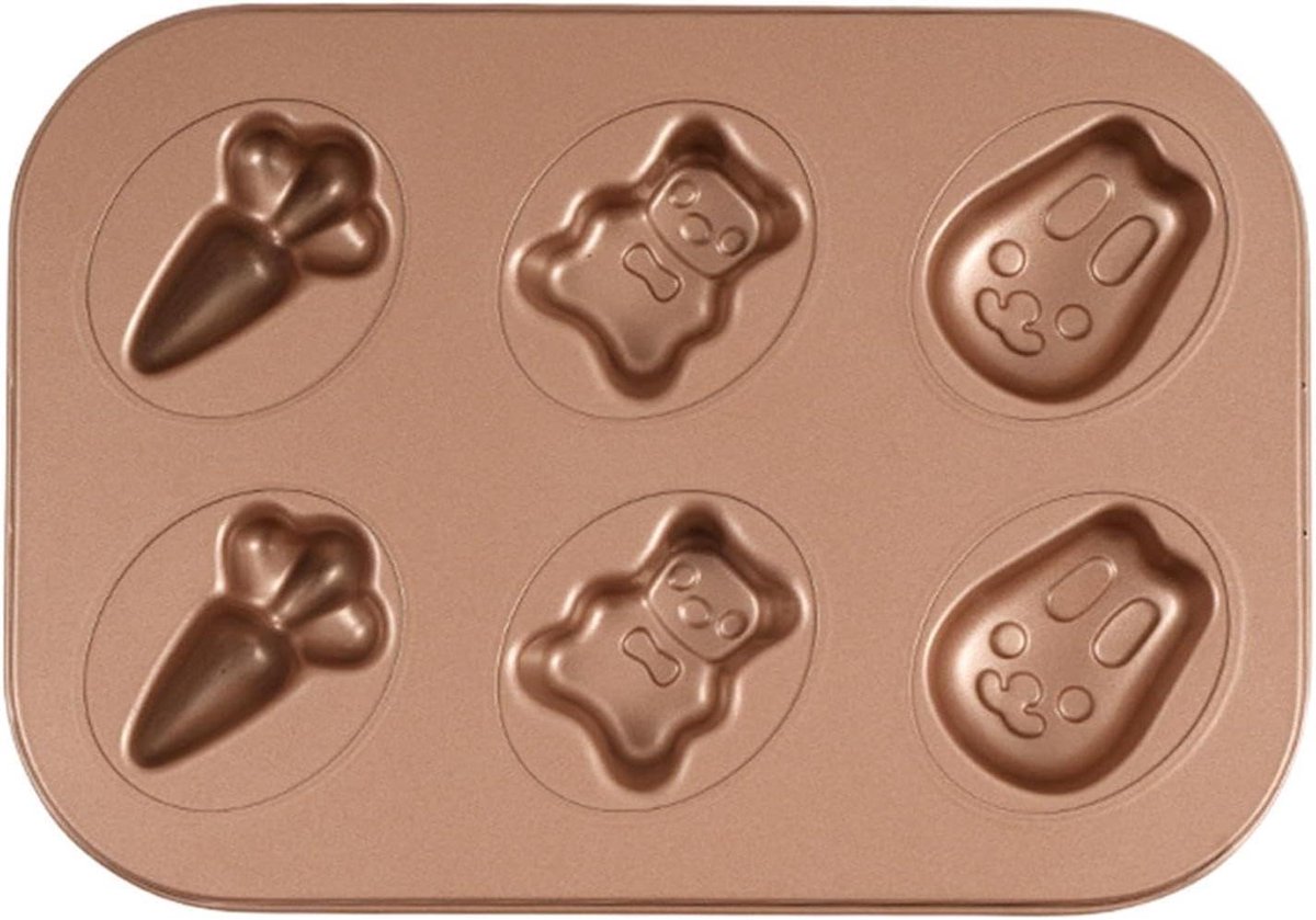Cupcake Bakvorm - Muffinpan Bakblik - Thuis Bakken - Antiaanbaklaag - 6 Holtes - Champagne Goud