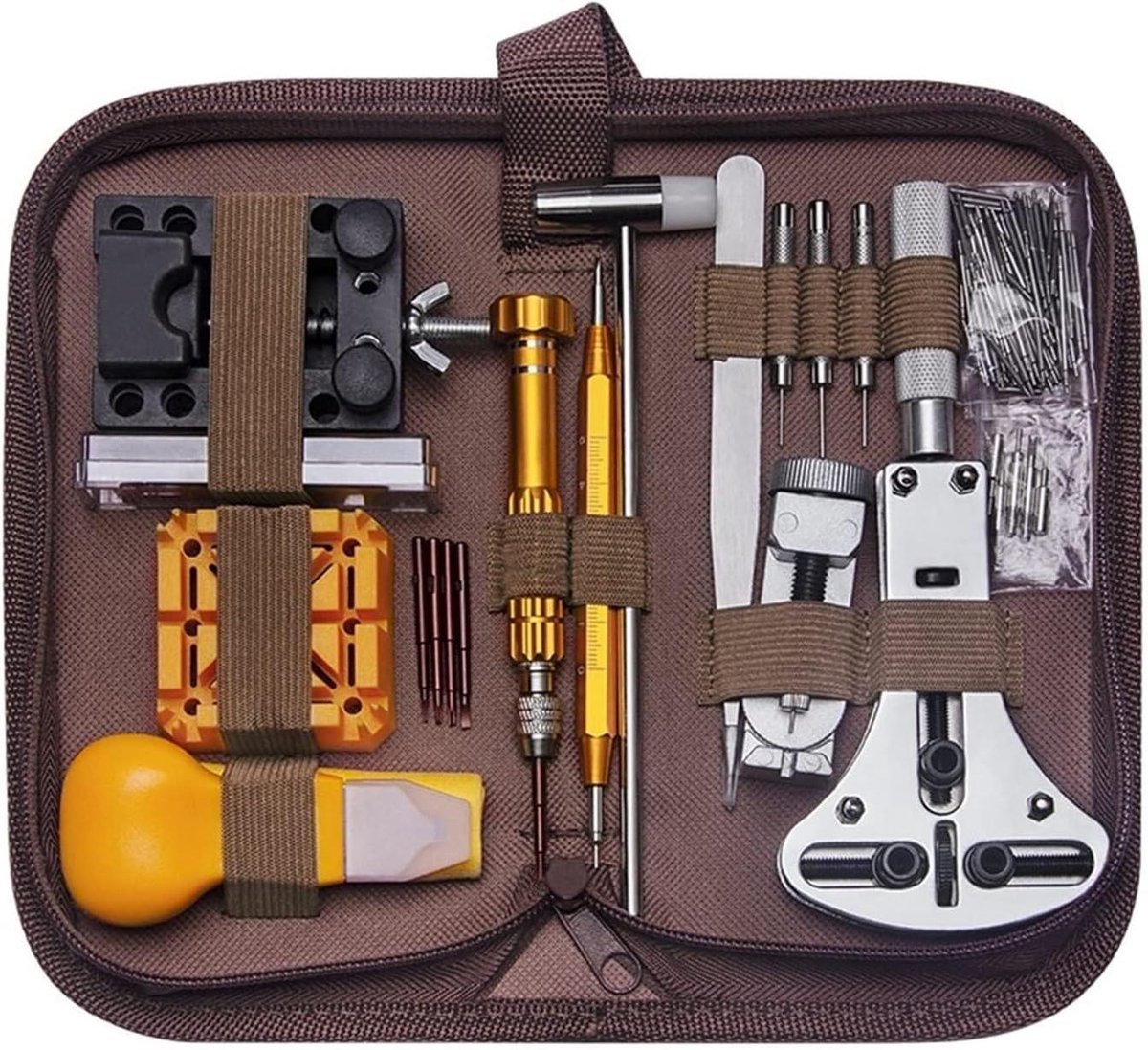 Horloge Reparatie Set - Horlogemaker Gereedschap - Horloges Onderhouden - 149 Delige Kit - 20-55 mm - Zwart Zilver Geel