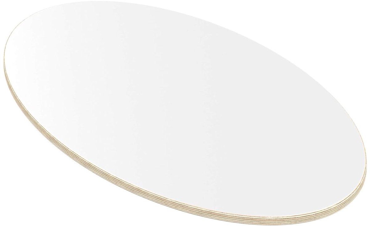 Multiplex Tafelblad - Werkblad Ellips - Meubel Maatwerk - Krasbestendig Melamine - 40x20 cm - Wit