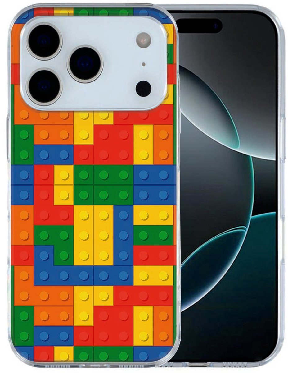 iPhone 17 Pro Max Hoesje Blokken – TPU Cover met Strak Geometrisch Patroon