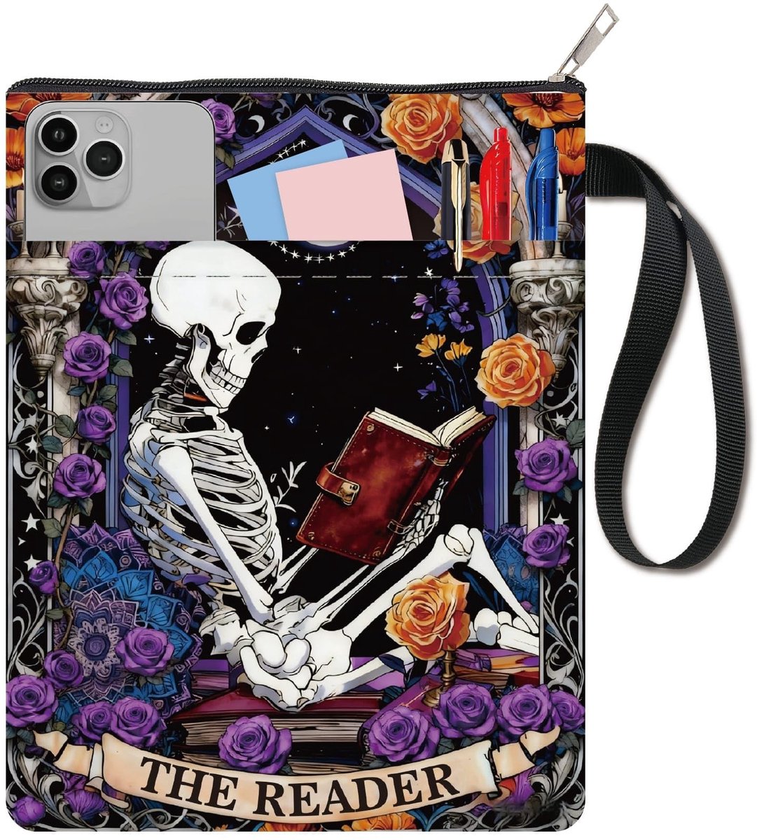 Cosensi - Dailygoods - Roze Schedel Boekcover met Rits voor Paperbacks