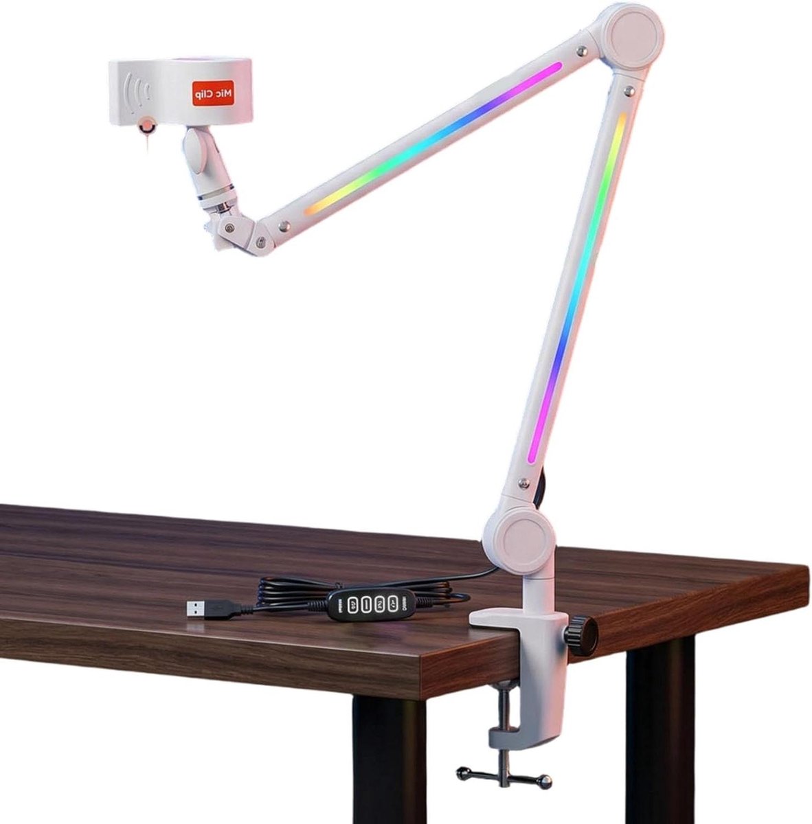 RGB Boomarm - Microfoonstandaard - Studio Opnames - 22 Kleurmodi - 1 kg Capaciteit - Zwart