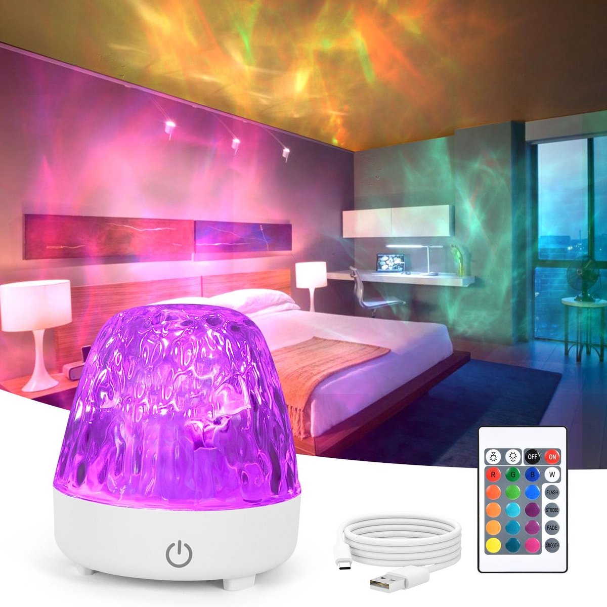 Dailygoods - Ocean Wave Plafondprojector met 16 Kleuren en 30 Verlichtingsstanden