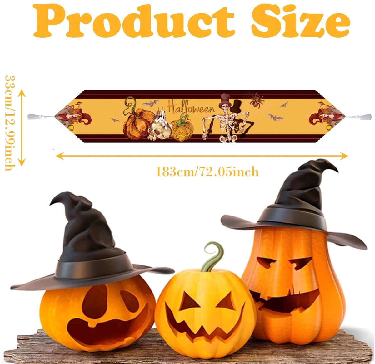 Dailygoods - Halloween Tafelloper met Franje voor Eettafel Decoratie