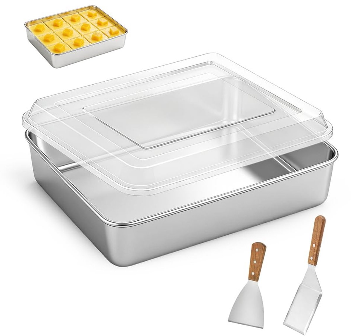 Dailygoods - Roestvrij Stalen Taartvorm met Luchtdicht Deksel, 31 x 24 x 5 cm