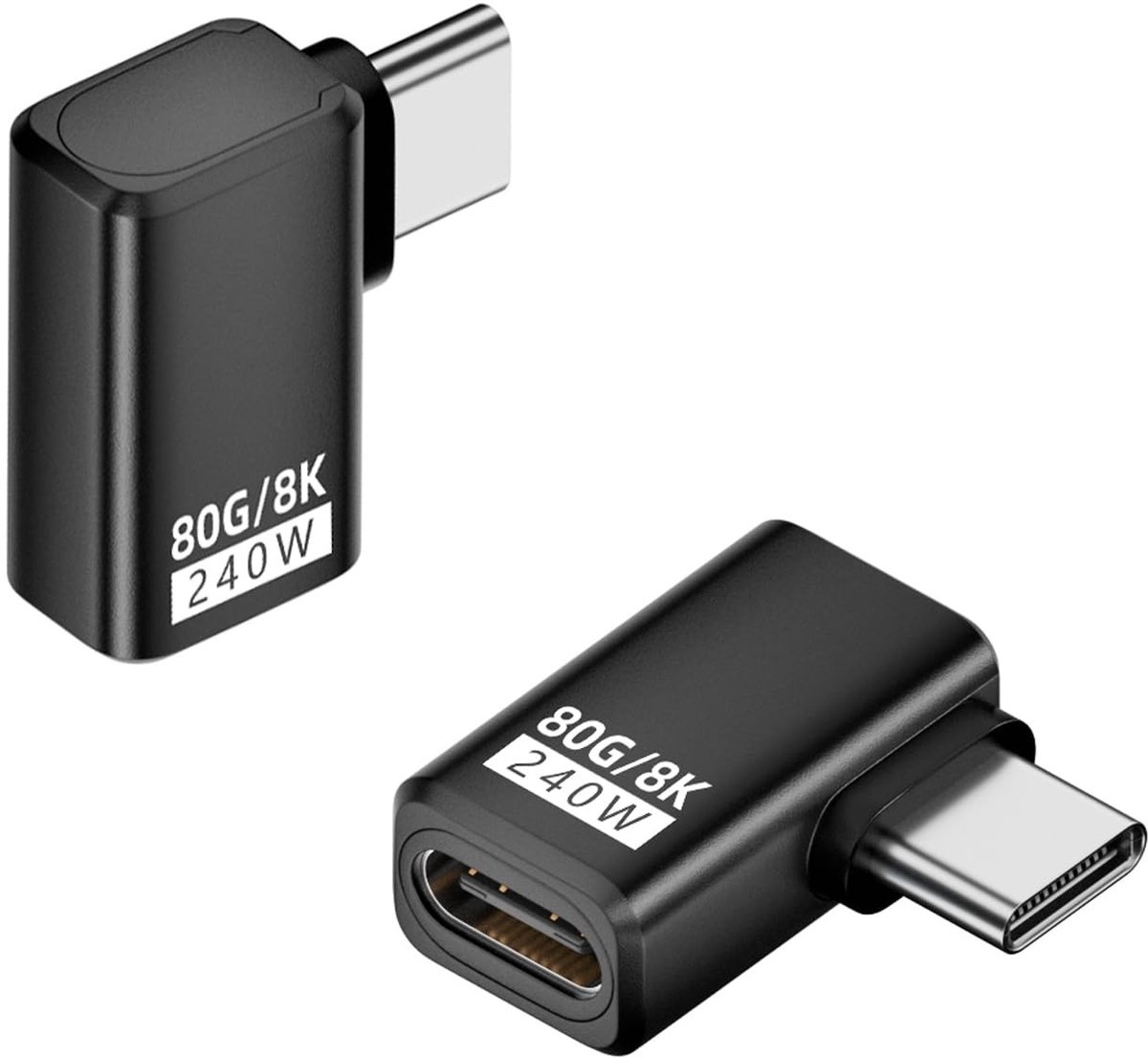 Dailygoods - 80 Gbps USB C Hoekconnector voor Snel Opladen en Gegevensoverdracht