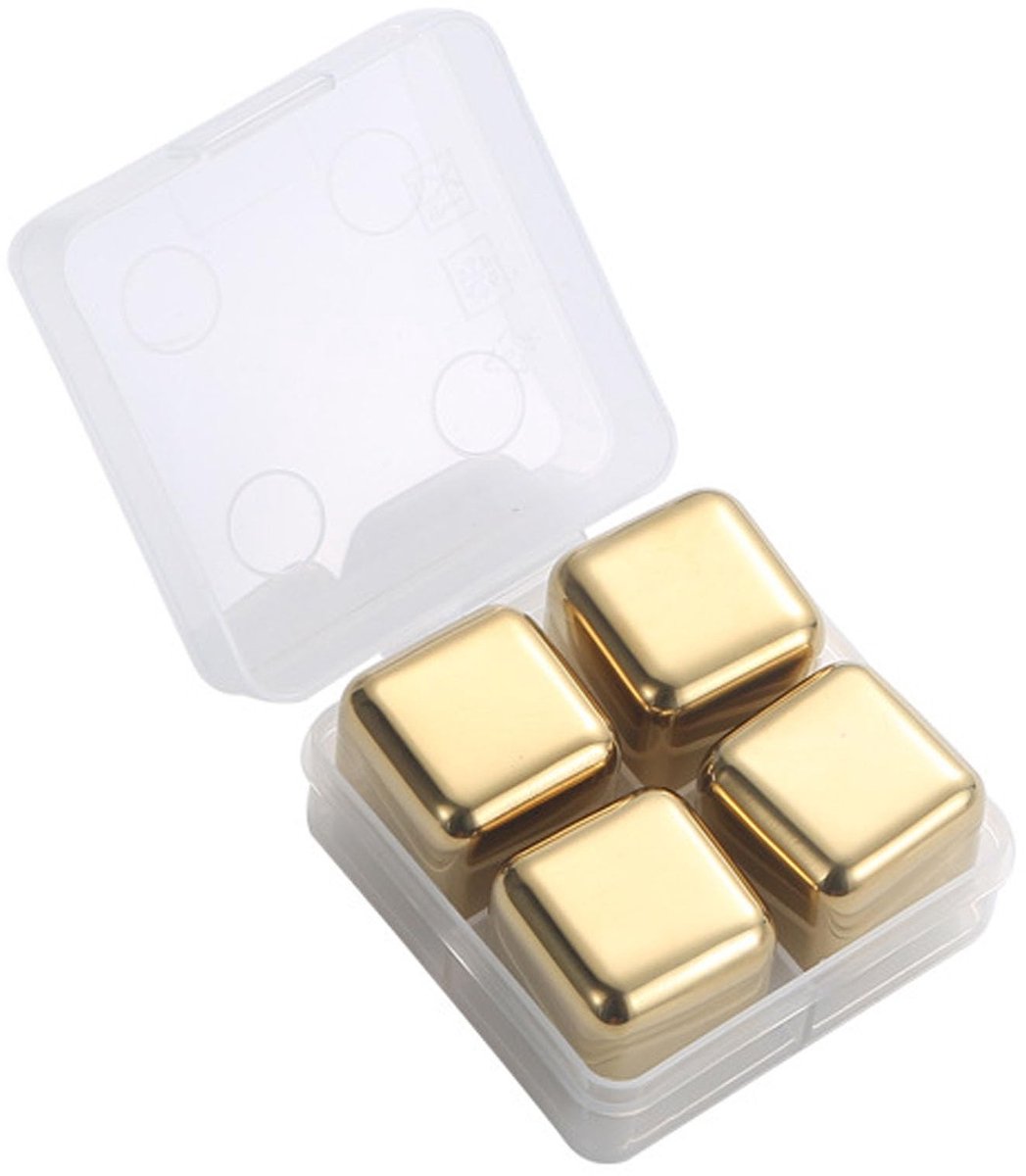Dailygoods - Set van 4 Herbruikbare IJsstenen van Roestvrij Staal