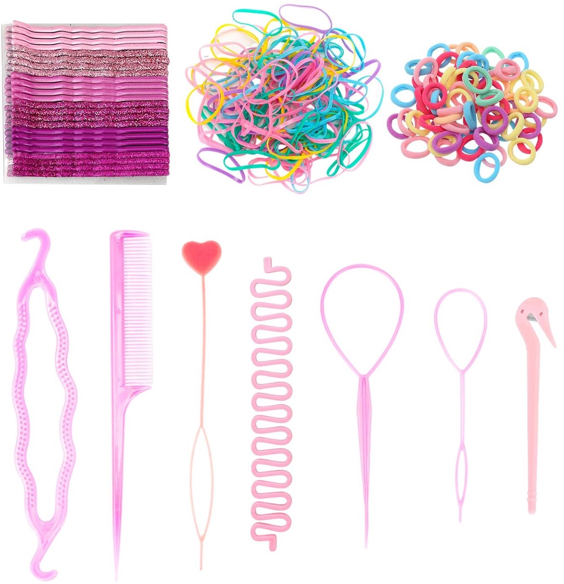 Dailygoods - Set van Haaraccessoires met Vlechten, Clips en Rubberen Bands