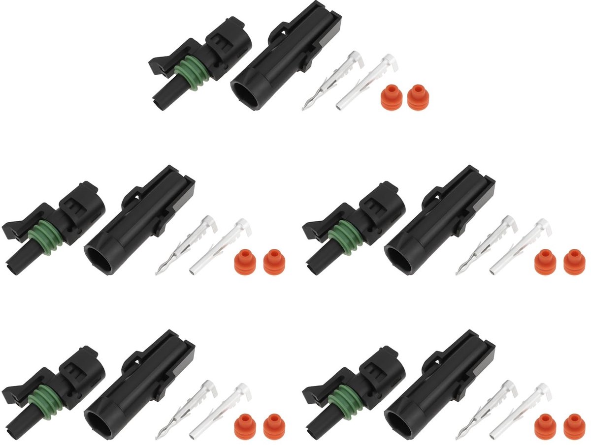 Dailygoods - 5 Sets 1-Pin Auto Wire Connector Kit met Terminal en Seals