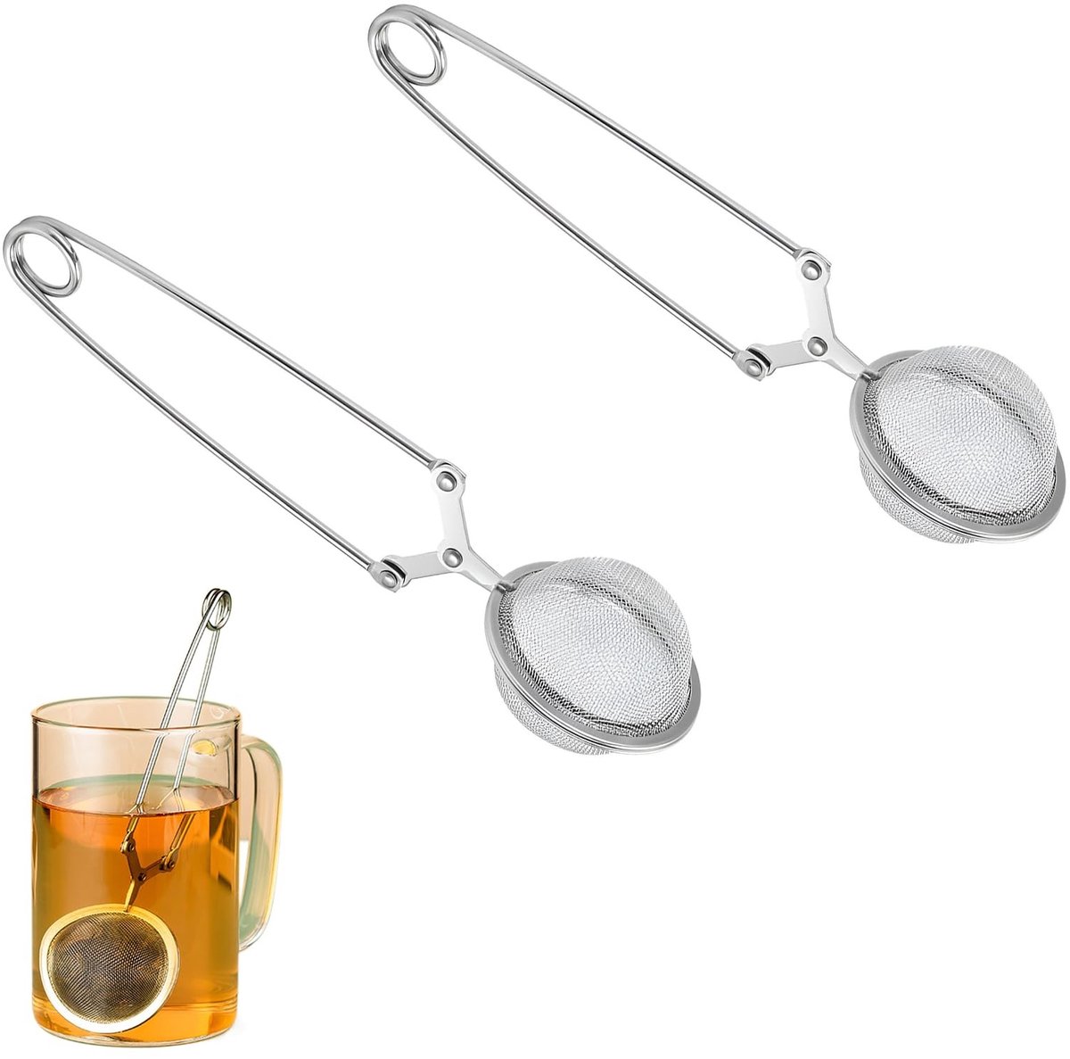 Dailygoods - Innovra - Dailygoods - Thee-ei Set van 2, Roestvrij Staal voor Losse Thee