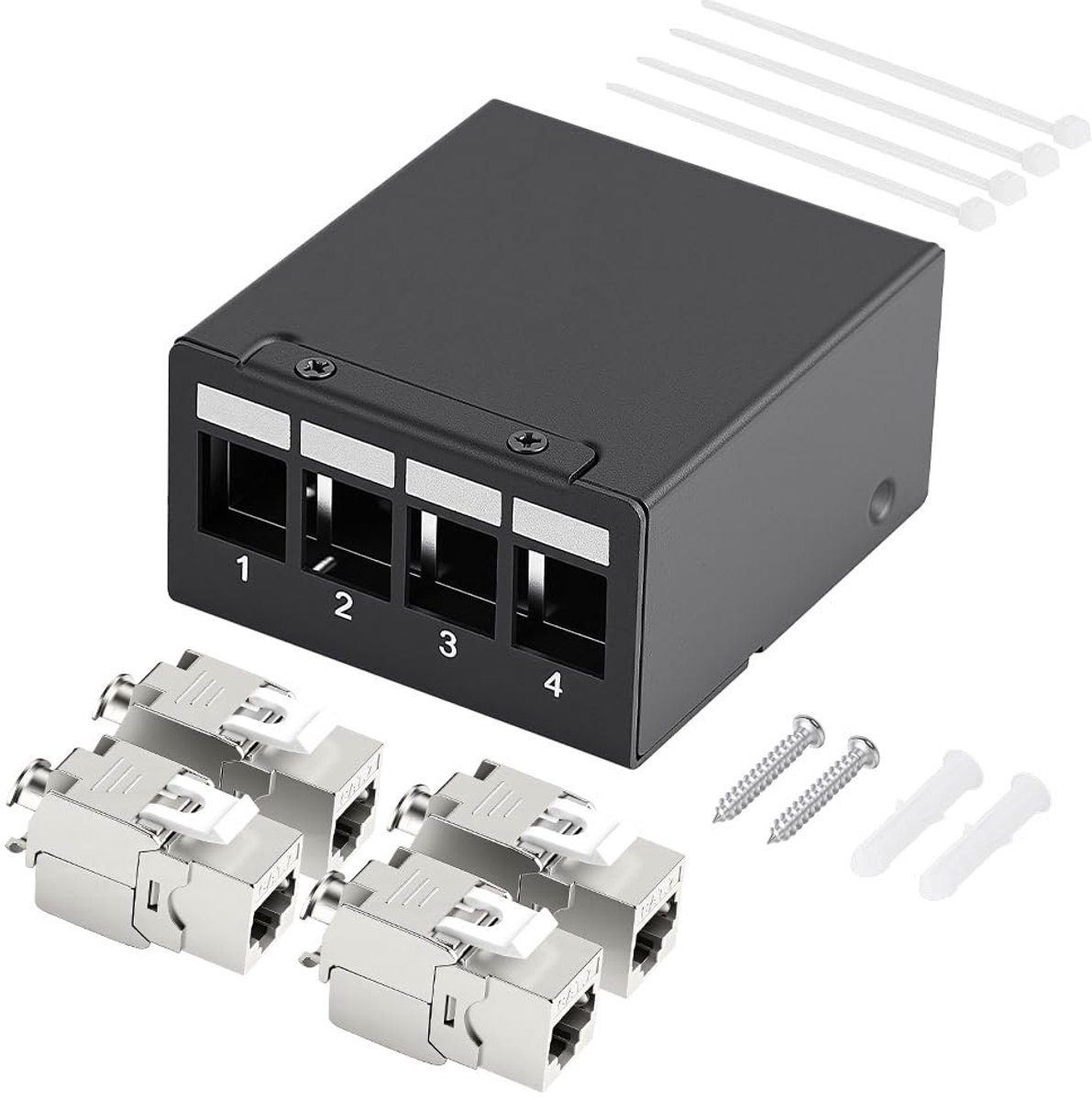 Dailygoods - 4-poorts Patchpaneel CAT 7 met Afgeschermde RJ45-bussen
