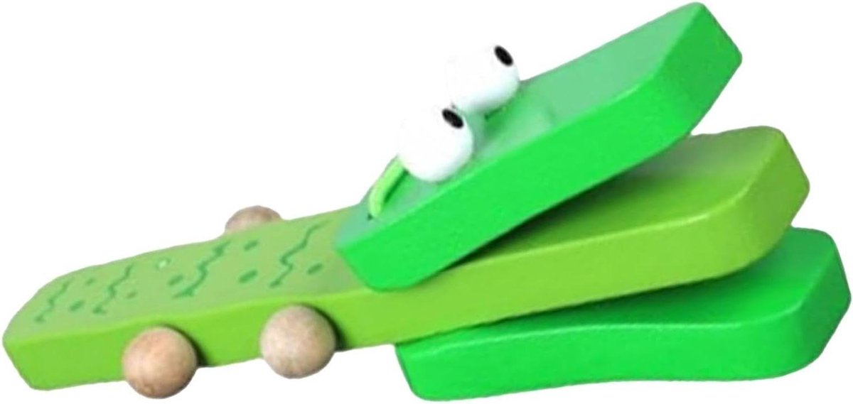 Kindercastagnetten - Houten klepels - Muziek maken - Leuk dier ontwerp - 12.5 cm - Groen