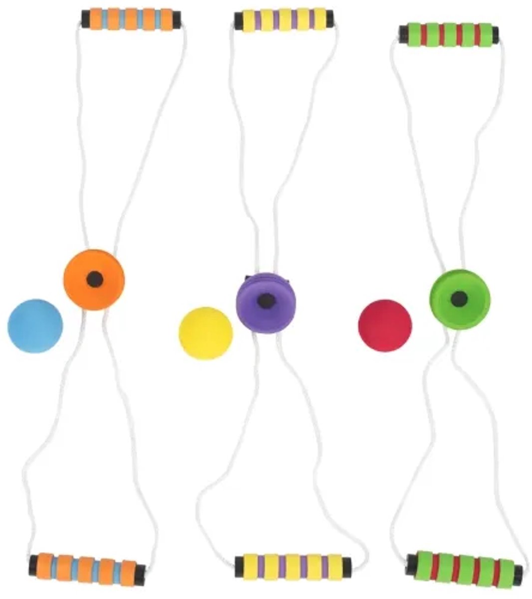 Spordas coöperatief spel set - 3 touwen met ballen en handvatten.