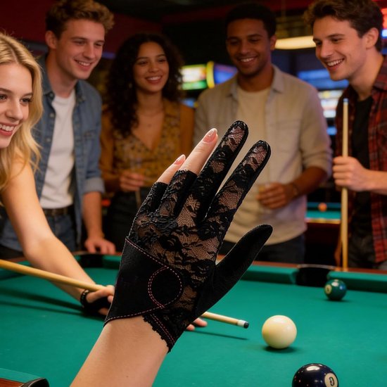 Biljart Handschoen - Poolhandschoen Kant - Precisie Spel - Antislip Siliconen - Linkerhand - Roze — afbeelding 5