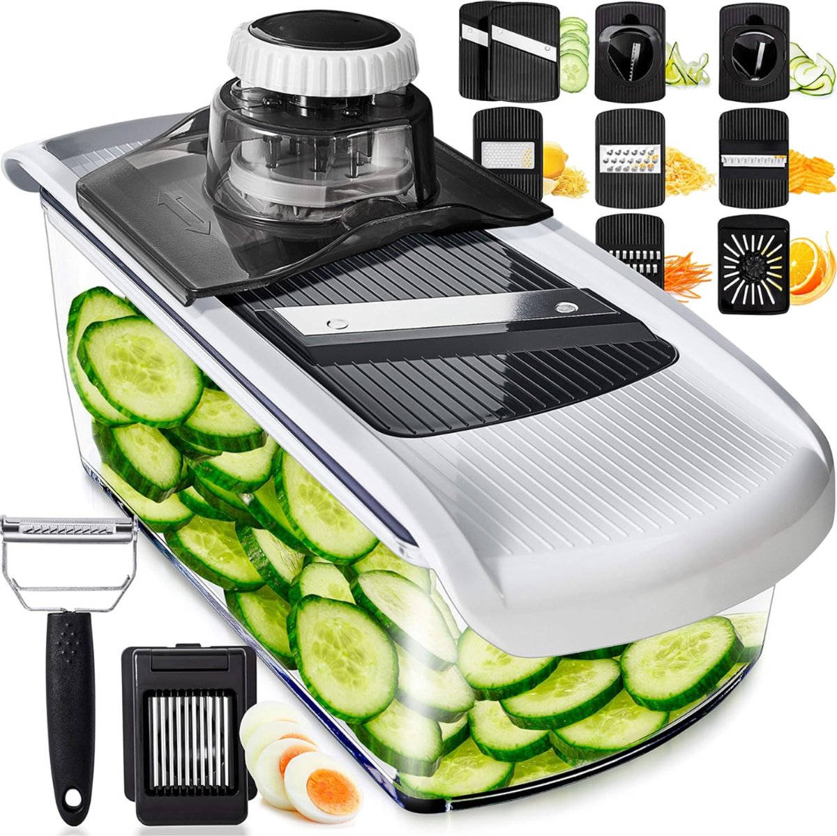 AHD® Groentesnijder - Mandoline Keukensnijder - Mandoline Groentesnijder - Wit - 12cm x 26cm x 29cm
