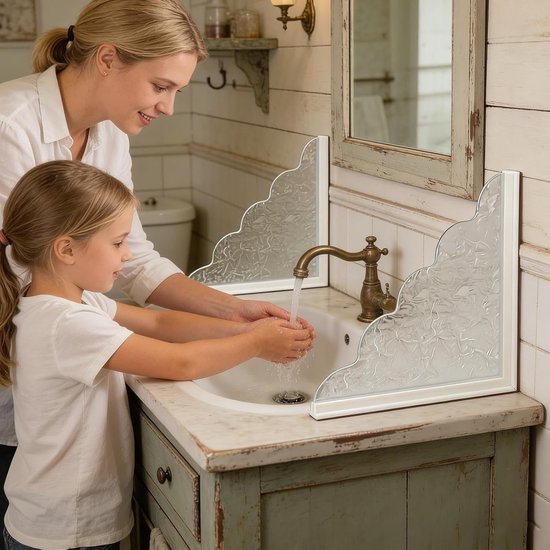 Badkuip Waterkering, Zelfklevende Spatbescherming, Flexibele Doucherand Barrière, Badkamer Wastafel en Washoek, Waterdichte Tub Shield, Home Water Control Solution — afbeelding 4