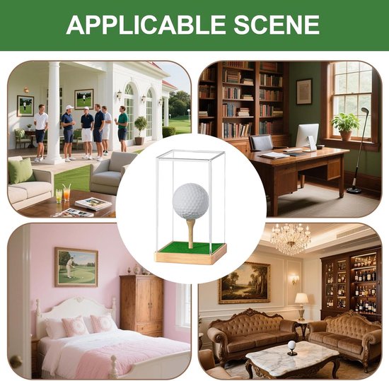 Golfbalhouder - Acryl Houten Golfbalhouder Display - Transparante Bescherming Showcase, Display Stand, 10cm Show Box voor , familie, huis, binnenkamer, bureau en plank — afbeelding 5