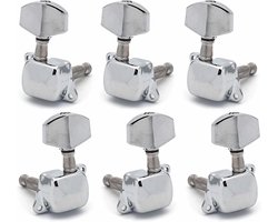 Gitaar Stemmechanieken - Stemknoppen Set - Instrument Stemmen - Semi-gesloten Ontwerp - 3L + 3R - Zilver