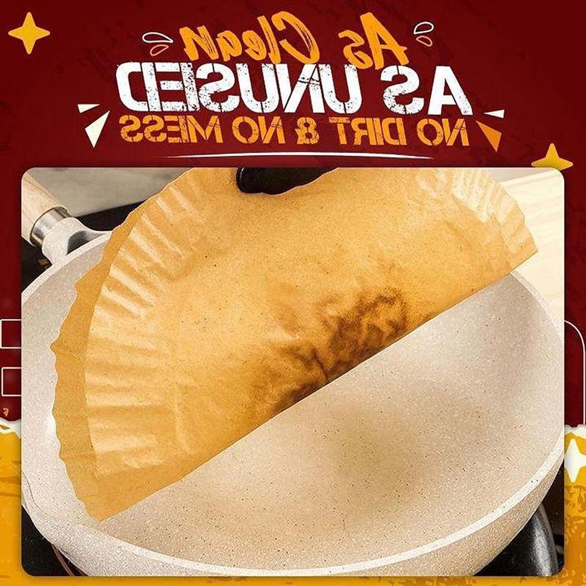 Airfryer Bakpapier - Wegwerp Voeringen - Gemakkelijk Bakken - Non-stick Oppervlak - 50 stuks - Beige