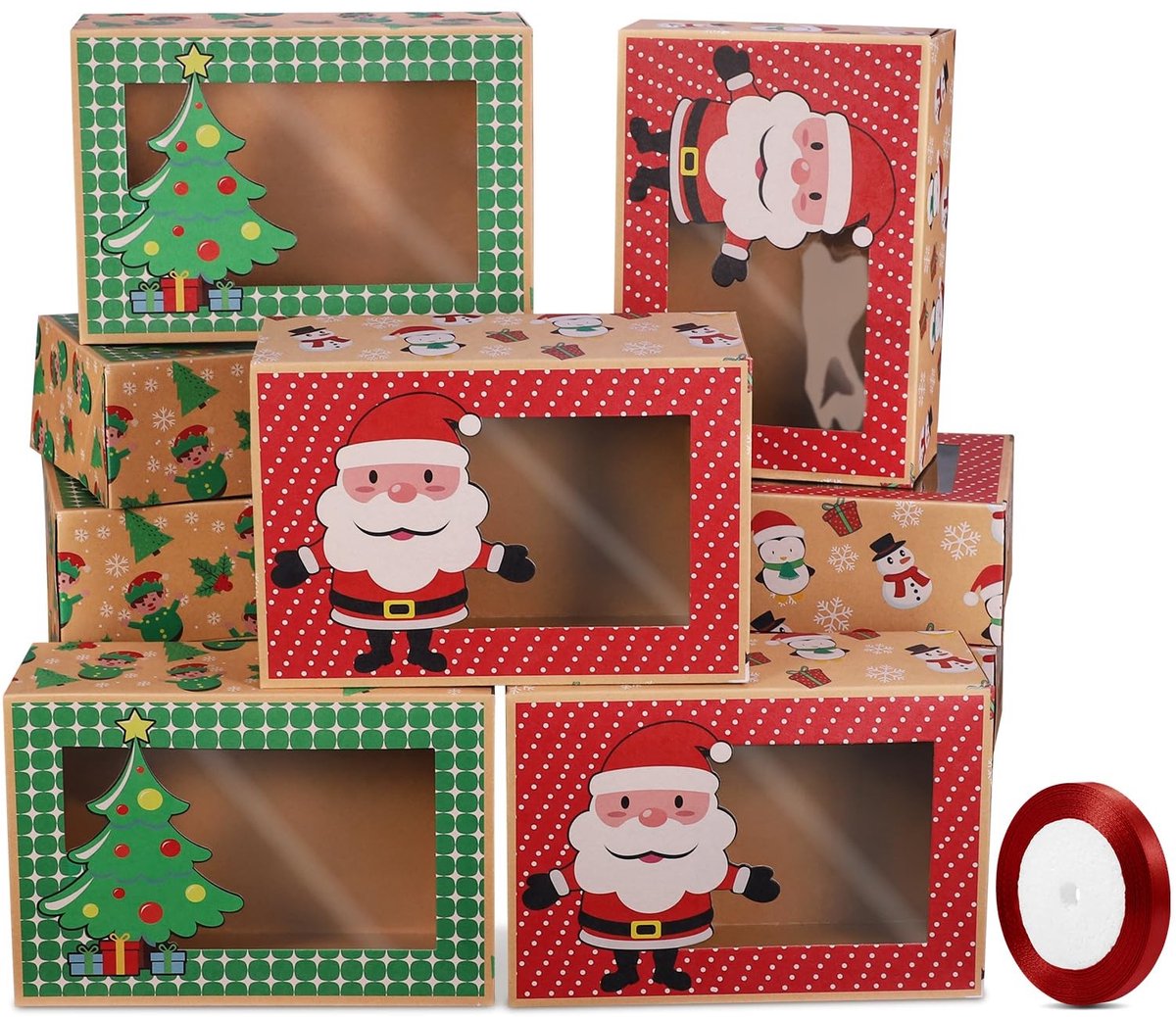 Dailygoods - Dailygoody - 12-delige Kerstdozen - Decoratieve Papieren Dozen - Voor Koekjes en Geschenken - Leuk voor Feestdagen - Cadeauverpakking - Ideaal voor Ke...