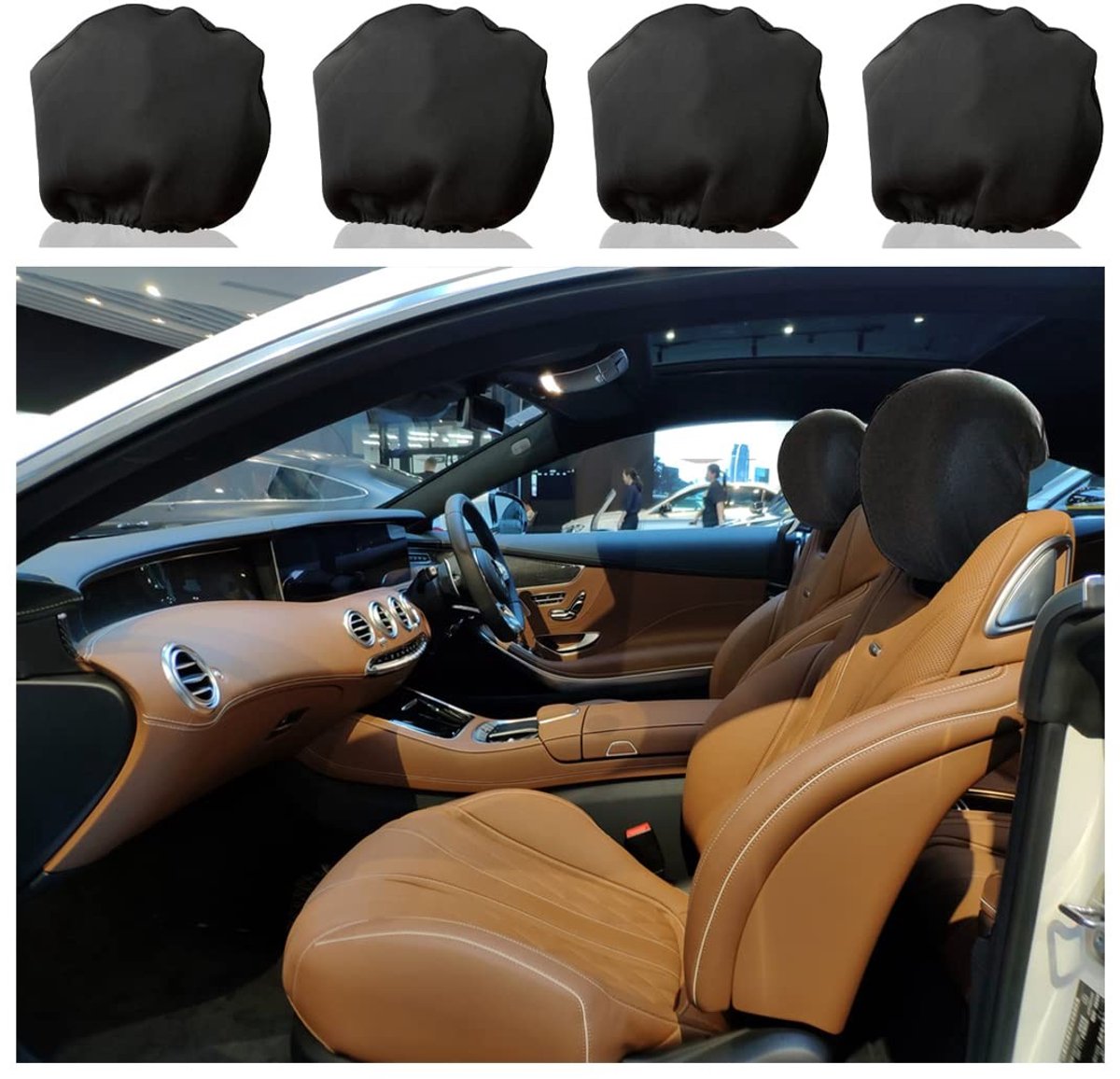 Dailygoods - Dailygoody - Hoofdsteunhoezen - Stofdicht - Wasbaar - Zwart - Hoofdsteunbescherming - Bescherming voor autostoelen - Universeel model