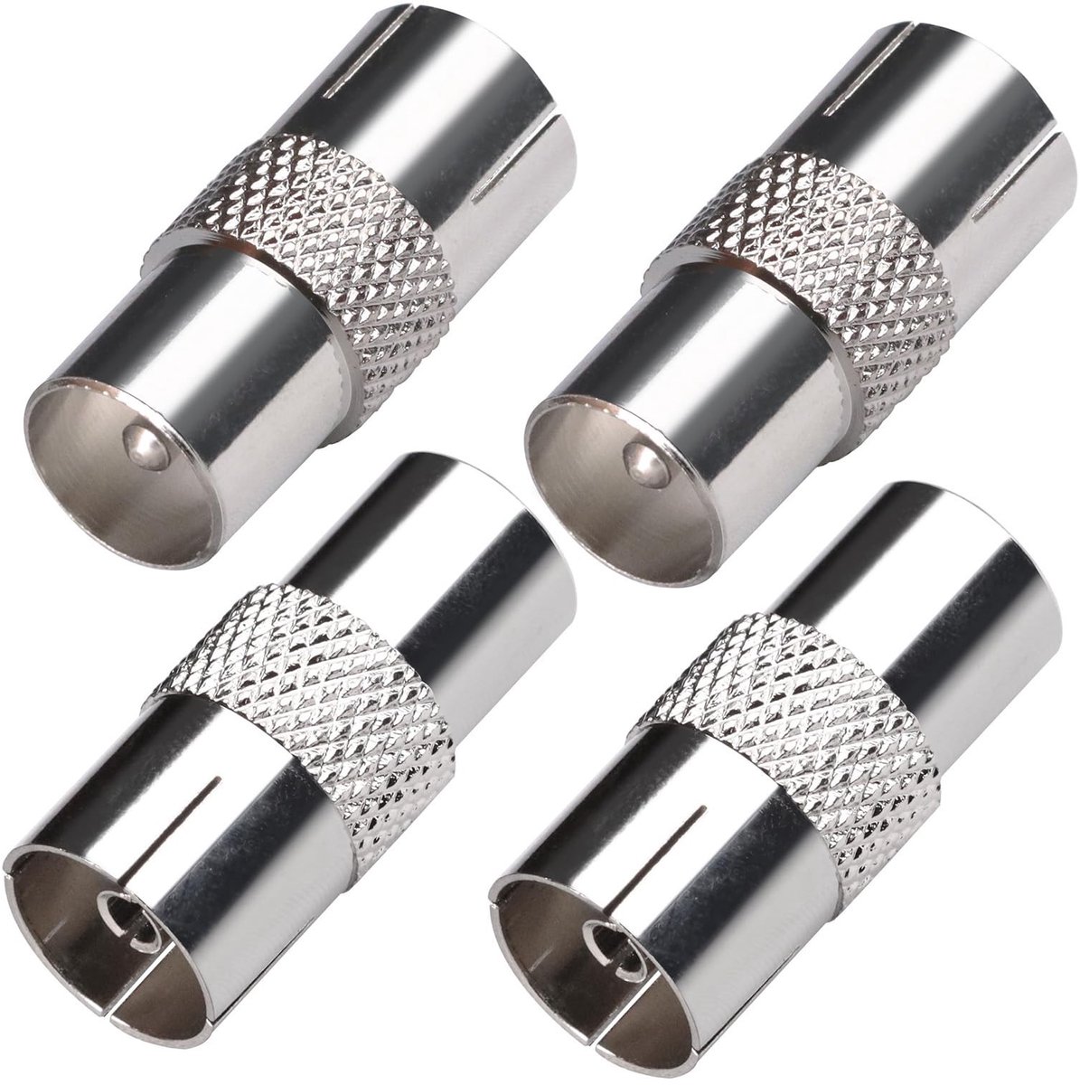 Dailygoods - Dailygoody - Coaxstekker - Antennestekker - Verliesarm - Zilver - TV-stekker - Geschikt voor antennekabels - 4 stuks