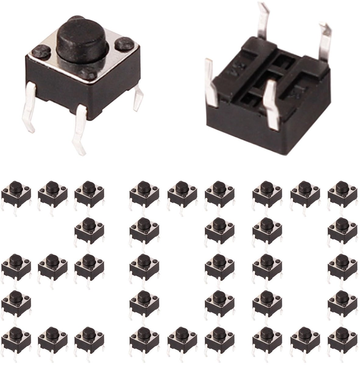 Dailygoods - Dailygoody - Drukknoppen - PCB Momentary Switch - 200 Stuks - 6x6mm - 12V SPST - Voor elektronica - Geschikt voor schakelingen - Tactiele bediening