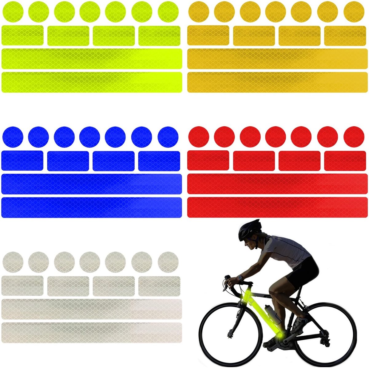 Dailygoods - Dailygoody - Reflecterende stickers - Veiligheid - 65 stuks - Sterke reflecterende strips - Waterdicht - Nachtzichtbaarheid - Geschikt voor buitengebruik