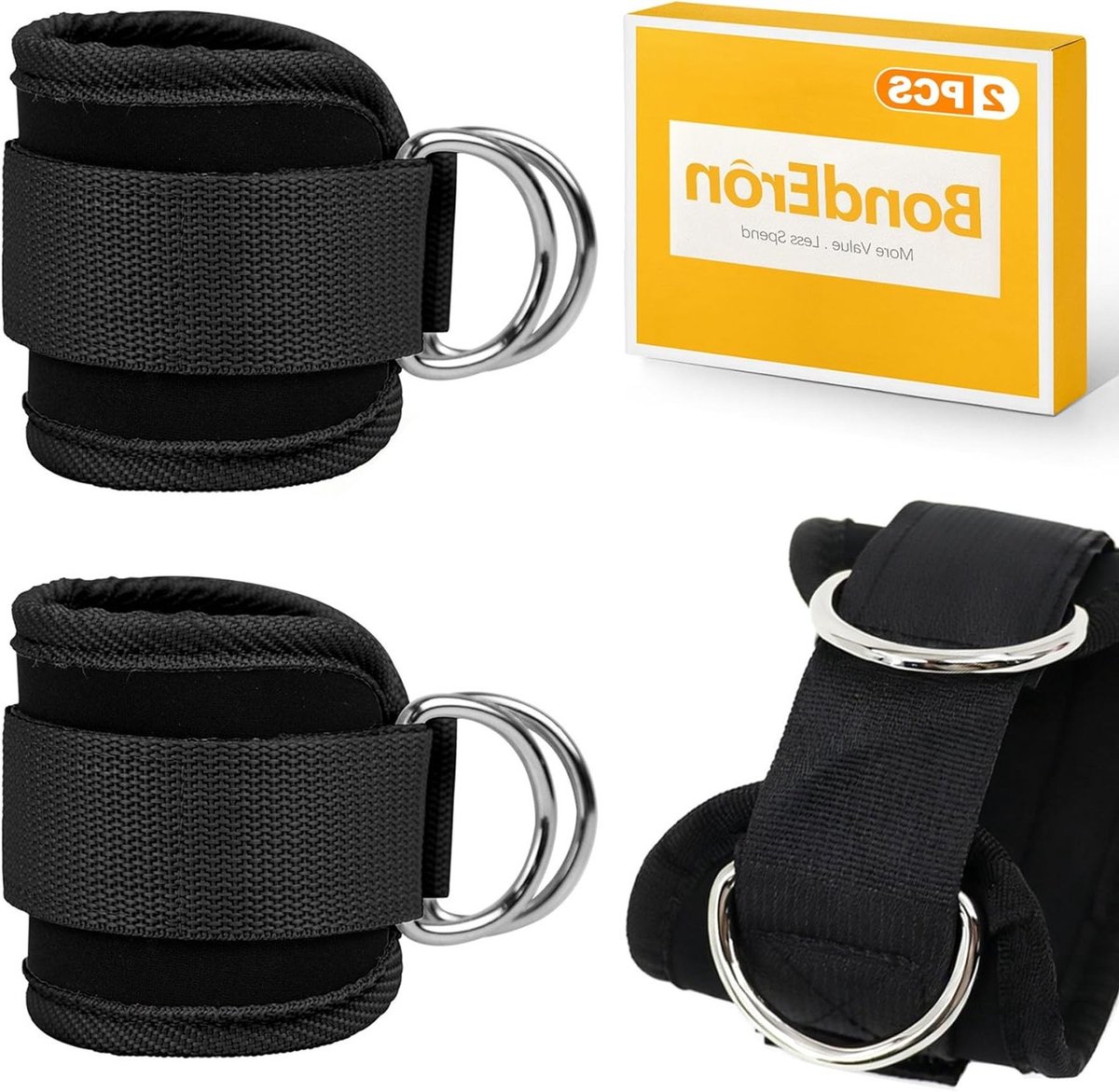 Set van 2 Voetlussen voor Touwtrekken, Enkelbanden, Kickbacks en Benen- en Biltraining, Fitnessaccessoires voor Thuis en Sportschool