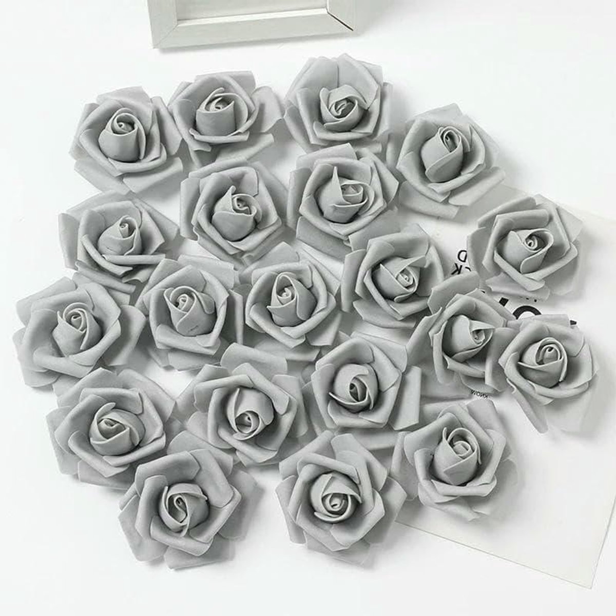Kunstbloemen Rozen - Nep Bloemen - Decoratie Creëren - Flexibele Stelen - 7 cm - Grijs