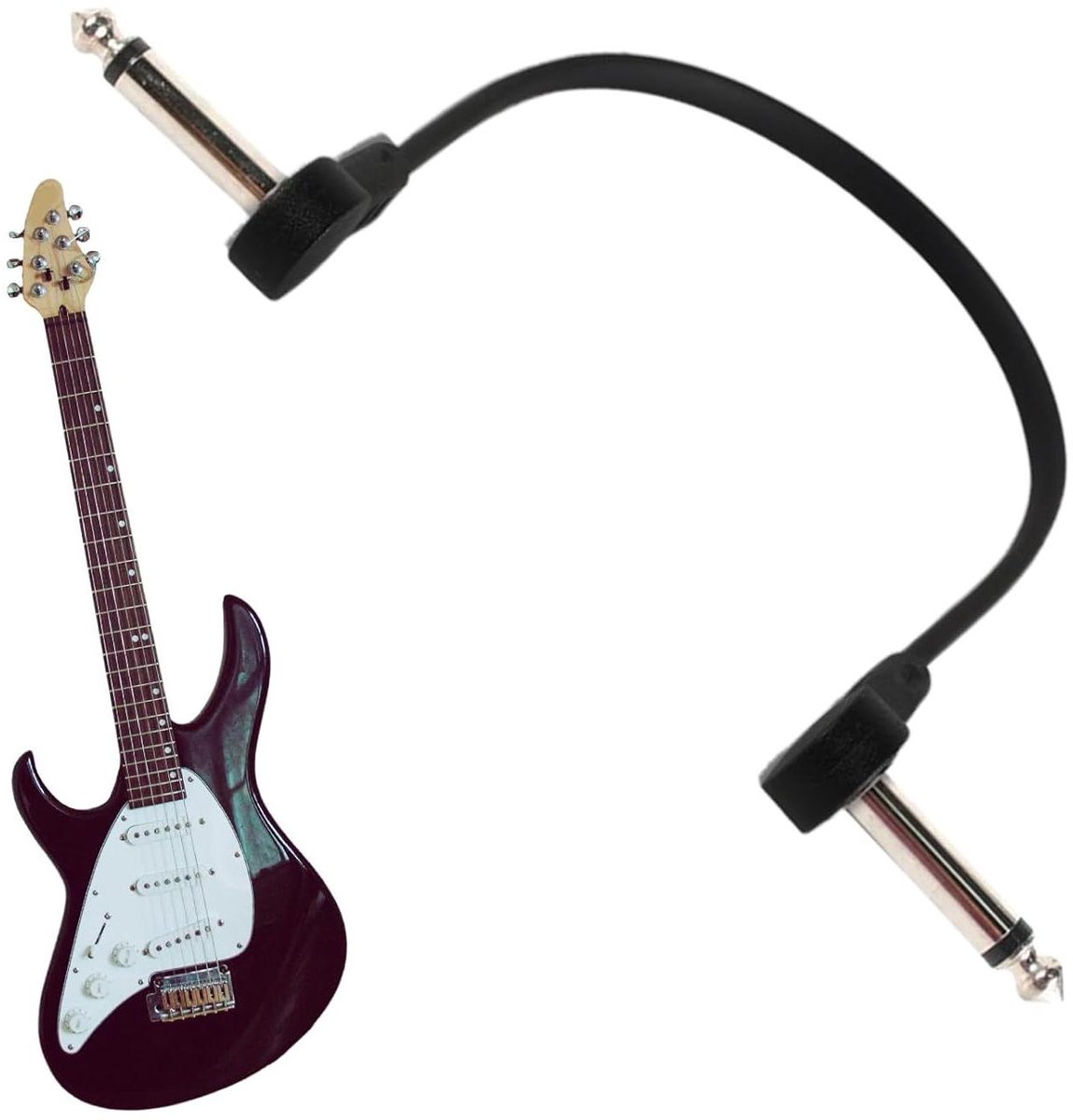 Gitaar Patchkabels - Effectpedaal Kabel - Muziek Maken - Haakse Platte Stekkers - 15 cm - Zwart