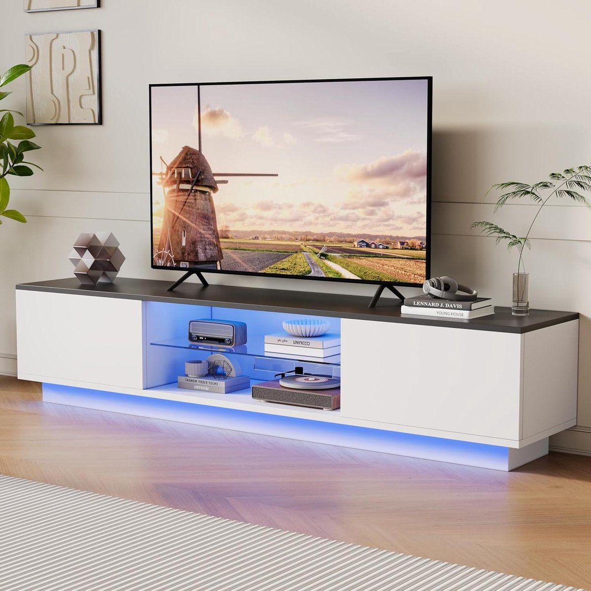 TV-meubel - Woonkamermeubel - Media Opslag - Geïntegreerde LED-verlichting - 160 cm - Wit