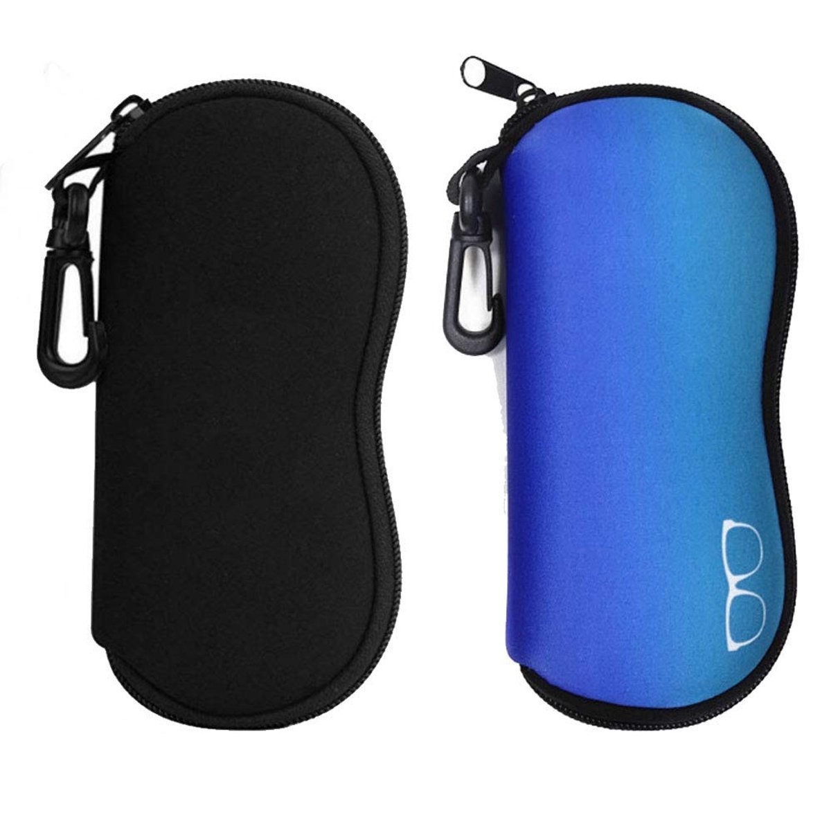 Dailygoods - Dailygoody - 2 Pack Zachte Brillenkoker - Waterdichte Brilzak - Draagbaar en Lichtgewicht - Zwart en Blauw - Neopreen Bescherming - Voor Mannen en Vro