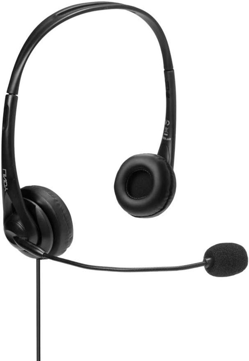 Verstelbare headset - Microfoon hoofdtelefoon - Kantoor communicatie - Zachte oorkussens - 18 meter kabel - Zwart