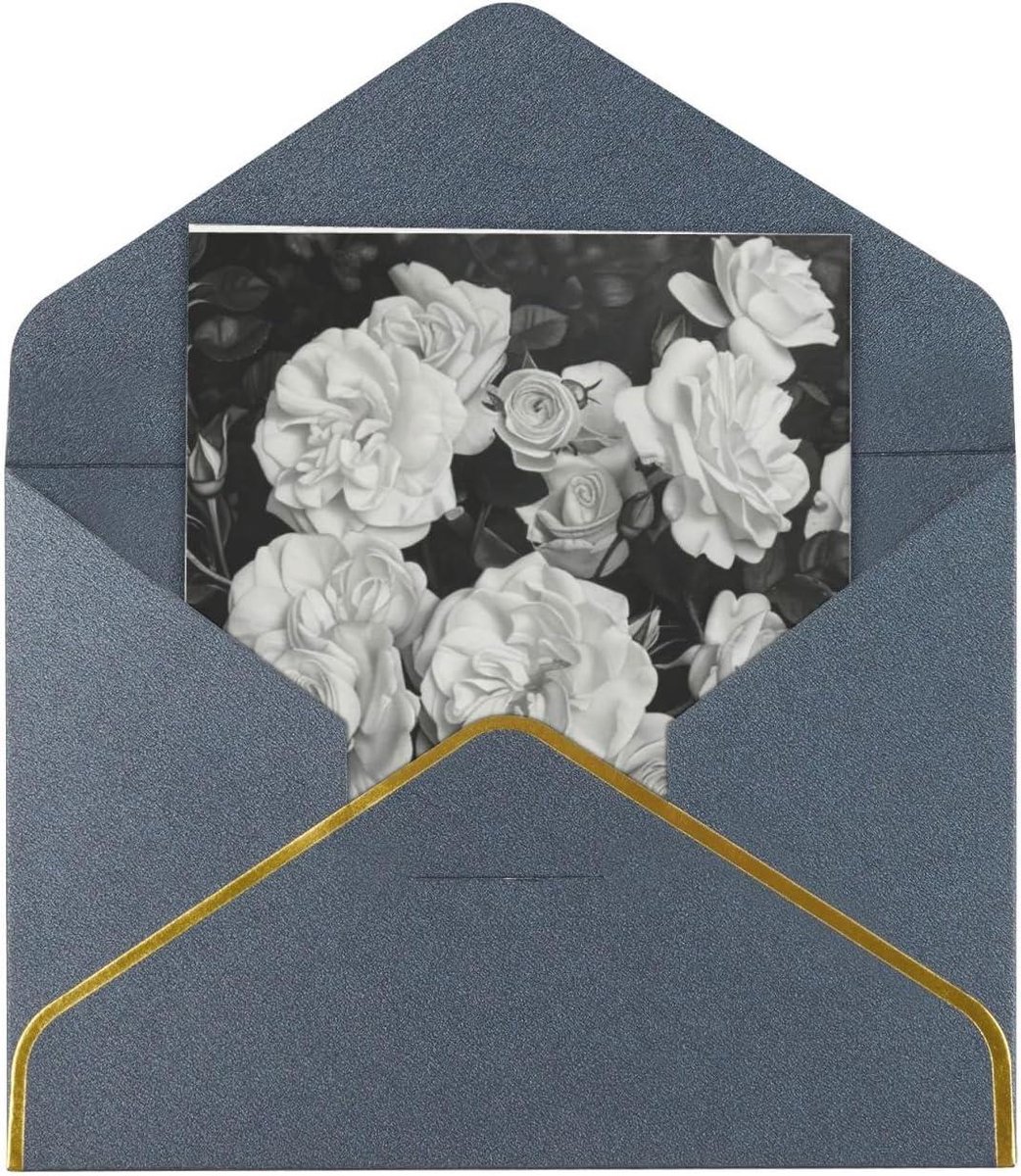 Wenskaarten Set - Kaarten met Enveloppen - Feestelijke Communicatie - Gouden Rand Decoratie - 115 x 16 cm