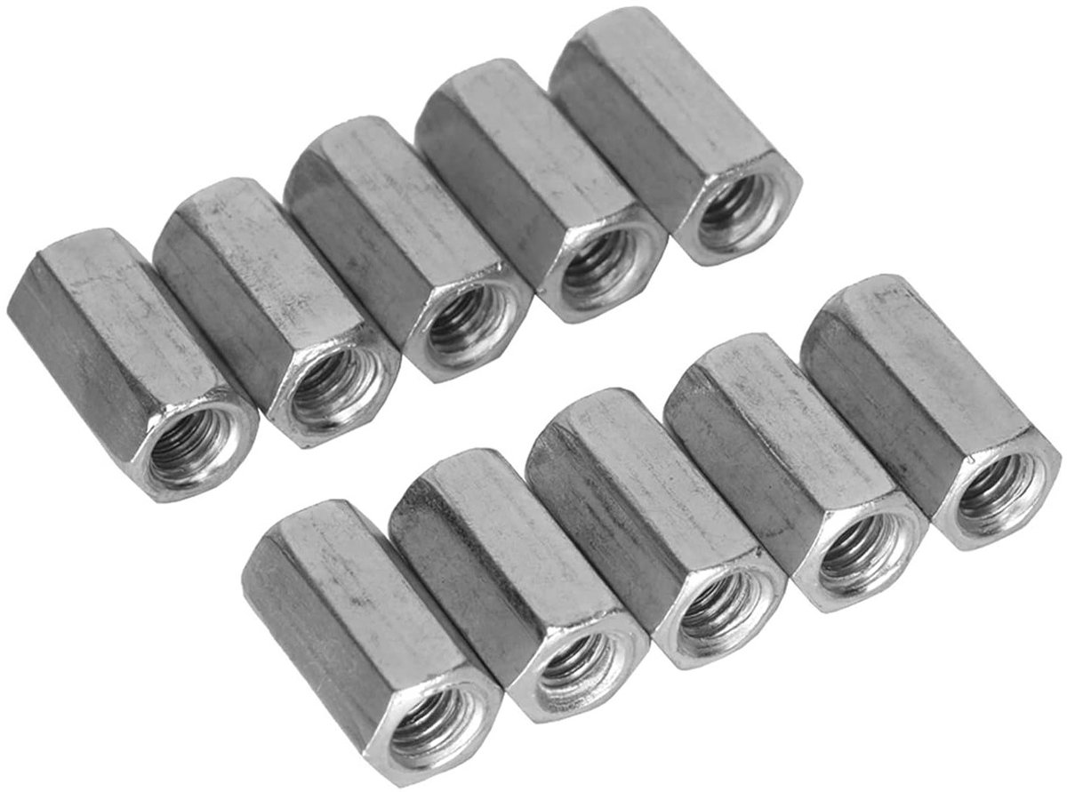 Set van 10 M6 Gegalvaniseerde Moeren en Draadstangen voor Mechanische Toepassingen, 18mm Geschikt voor Reparatie en Assemblage