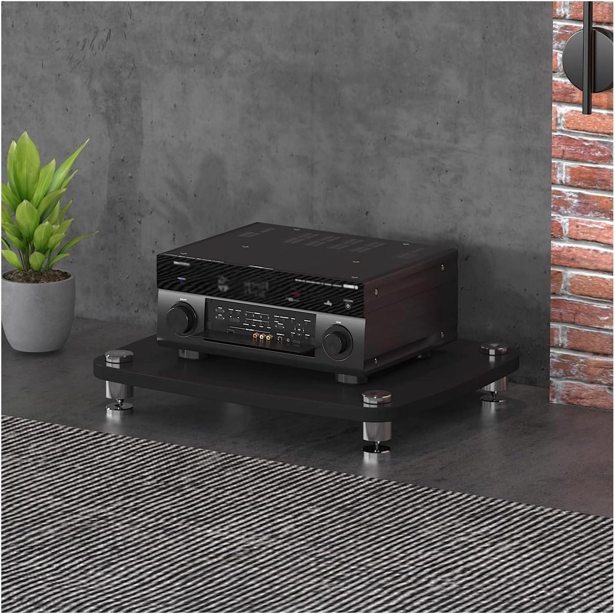Audiorek 4 Lagen - Media Opslag - Hifi Geluid - Schokabsorberend - 60x48x76cm - Zwart