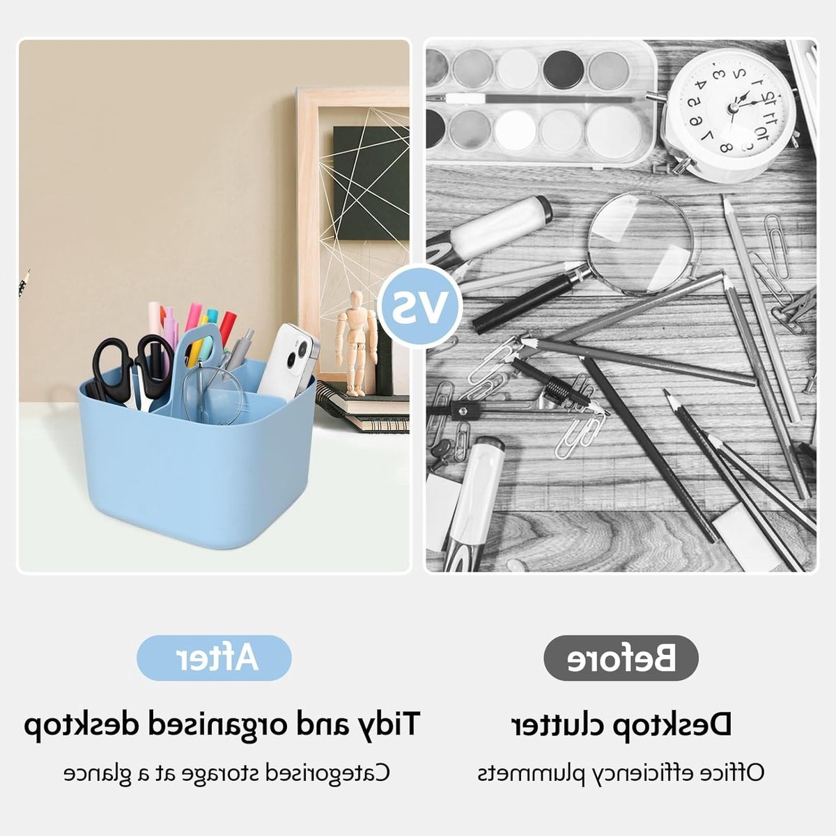 Multifunctionele Opbergdoos, Organisator voor Tafel en Badkamer, Schoonmaaktray met Handvat, Blauw