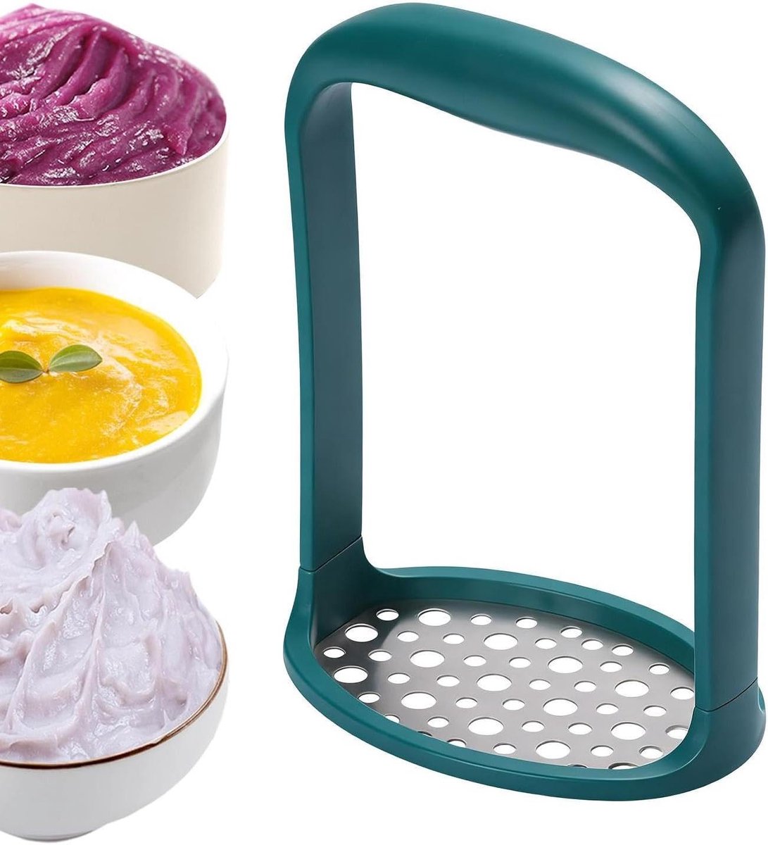 Aardappelstamper - Groentepers - Gladde Puree Maken - Antislip Greep - 18 x 13 x 6 cm - Zilver