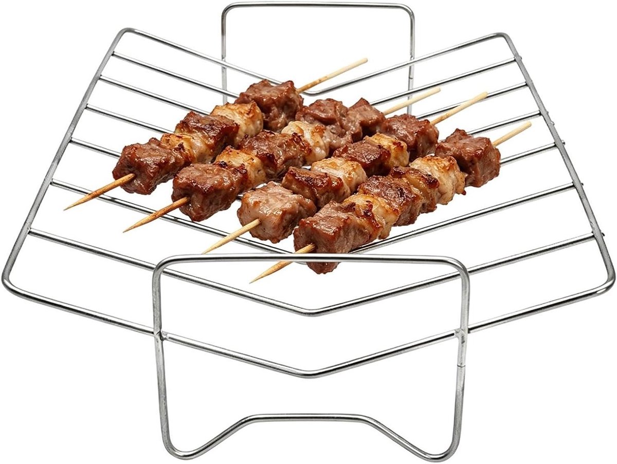Barbecue Rooster - Vleeshouder - Gelijkmatig Braden - Roestvrij Staal - 29 x 21 x 8 cm - Zilver
