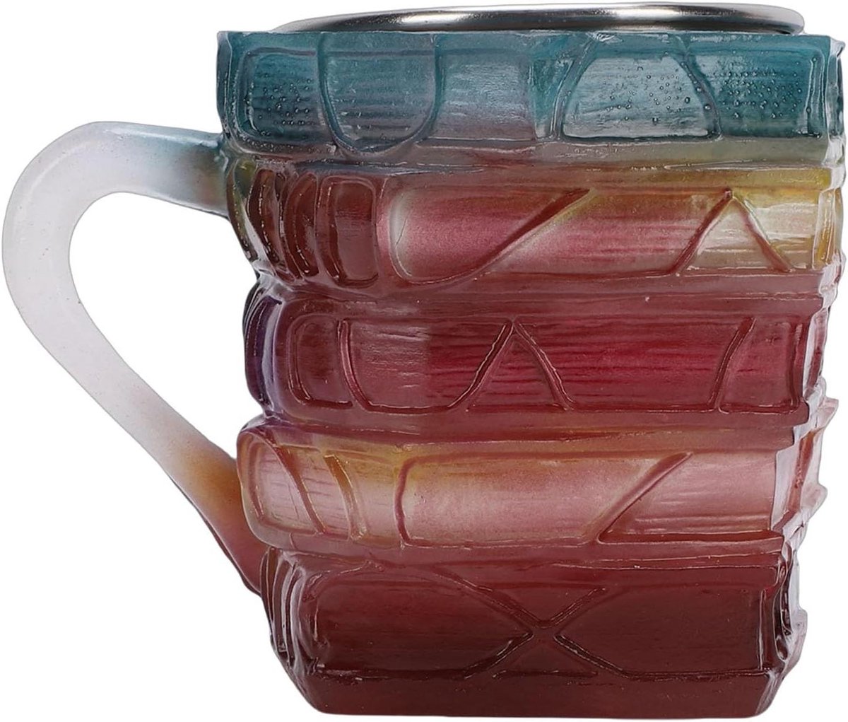 Boek Mok - Literair Cadeau - Koffie Drinken - Handgeschilderd Ontwerp - 2500cc - Multicolor
