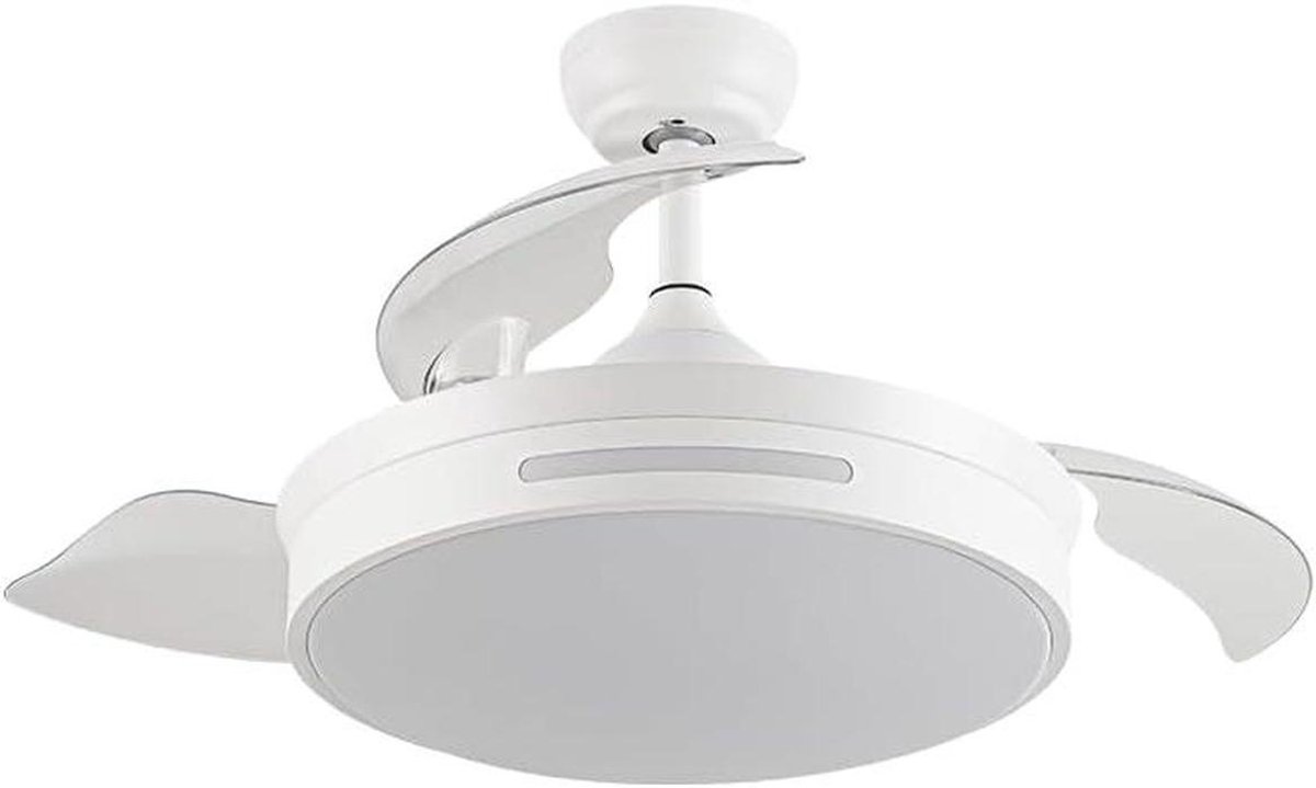 Ventilator met Lamp - Platte Ventilator - Kamers Koelen - Zomer Winter Stand - 109 cm - Wit