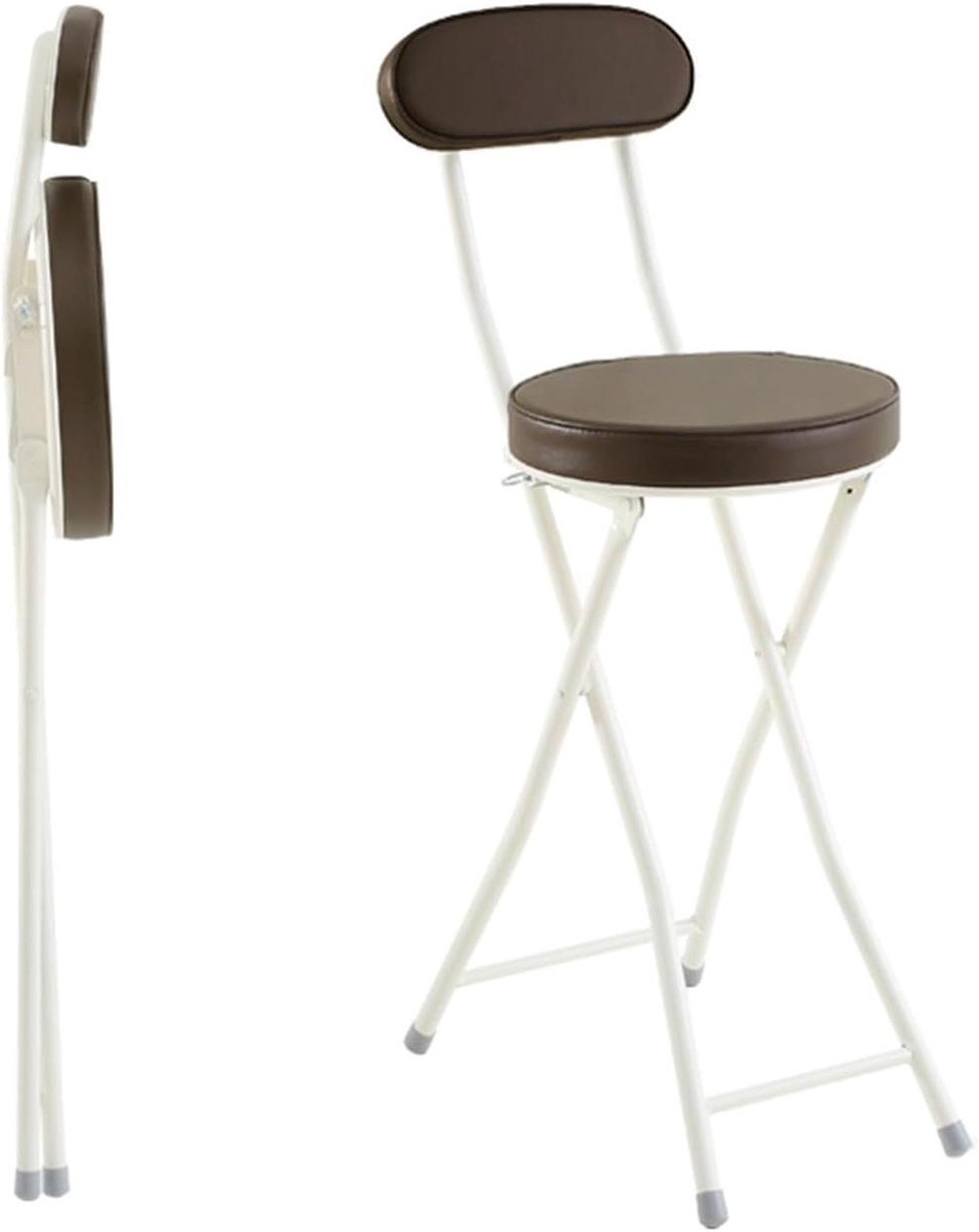 Opvouwbare Barkruk - Keukenstoel - Extra zitplek - Met rugleuning - 24 inch - Bruin