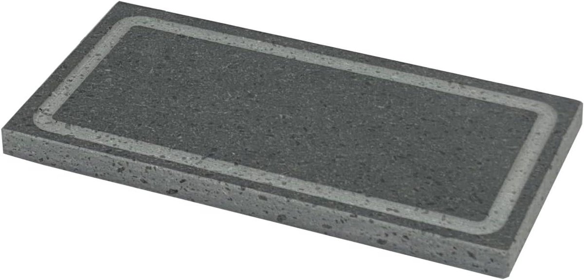 Grillplaat - Lavasteen plaat - Vlees vis koken - Natuurlijke Etna steen - 15 x 30 cm - Grijs