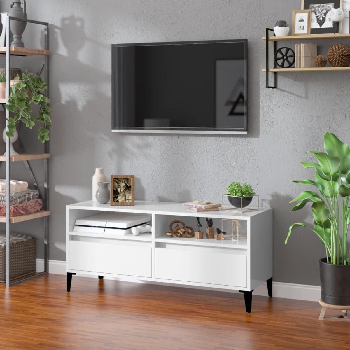 TV-kast - Mediameubel - Woonkamer Inrichten - Ruime Opbergruimte - 100 cm breed - Wit